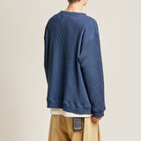 ラウンドネックワッフルカーディガン/DAMP ROUND-NECK WAFFLE CARDIGAN_NAVY