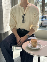 LMNラウンドネックケーブルカーディガン / LMN Round-Neck Cable Cardigan (9 colors)