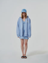 HEAVY WEIGHT OVERFITTED UNIVERSITY LOGO EMBROIDERY HOODIE ZIP UP_ SKY BLUE (6682312867958)