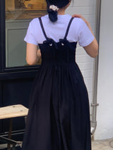 ポエムバックリボンスリムノースリーブドレス / Poem Back Ribbon Slim Sleeveless Dress(2 colors)