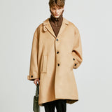 collar up single overfit coat beige (6615482826870)