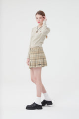 スモールチェリークロップ丈ニット／SMALL CHERRY CABLE CROP KNIT [CREAM]