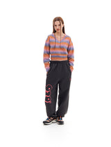 HAIRY STRIPE CROP KNIT (ORANGE)