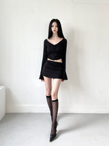 893. コタシャーリングスリットリボンミニスカート / 893. Cota shirring slit ribbon mini sk (2color)