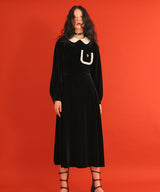 10パフスリーブベルベットドレス / 1 0 puff sleeve velvet dress (4579936403574)