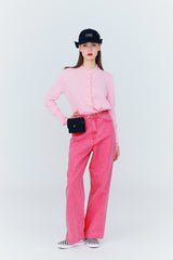 レイヤード スリーブ カーディガン / Layered Sleeve Cardigan [Strawberry Pink]
