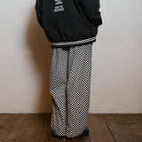 チェッカーボードバンディングパンツ/CHECKERBOARD BANDING PANTS_BLACK WHITE
