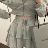 [Bellide made] skirt + hooded zip-up set