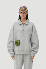 Cherry Bear Half Zipup Crewneck_Grey (6684836364406)