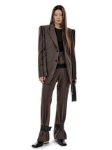 LEATHER STRAP TAILORED PANTS (BROWN) (6654710022262)