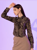 Zebra Silky Shirts (KHAKI)