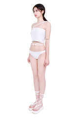 4ウェイマルチトリコットジャージスパンクロップチューブトップ/4-way multi tricot jersey span crop tube top (white)