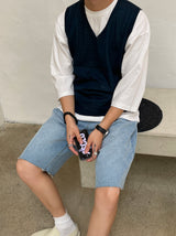 Perfect Linen V Neck Vest (4color) (6579675332726)