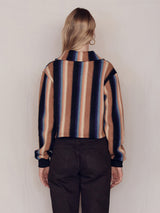 Open Collar Stripe Knit (Orange)