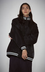 BOLD LOGO LONG VARSITY JACKET_BLACK