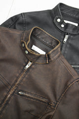 ピグメントウォッシュドレザージャケット/Pigment Washed Leather Jacket - Charcoal