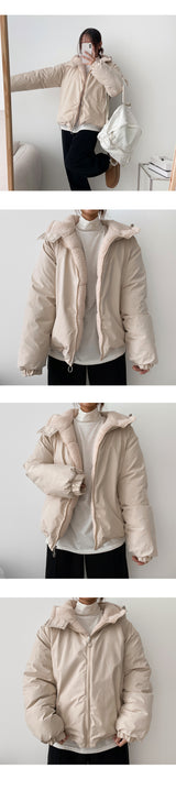 [Wool, both sides] Soft wool, reversible hooded jumper