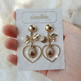ビンテージテディベアハートアンドリボンピアス / Vintage Teddy Bear Heart and Ribbon Piercing