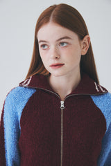 ボウクル2WAYジップアップニット / Boucle 2way Zip-up Knit [Burgundy]