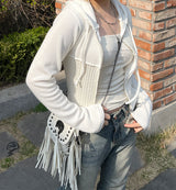 ツイストスリムクロップド2ウェイフードジップアップ / Twisted Slim Cropped Two-Way Hooded Zip-up