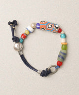 マウイレザーブレスレット / MAUI LEATHER BRACELET-NAVY : ARCHIVE-005