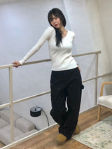 ユニスUネックスリムフィットニット