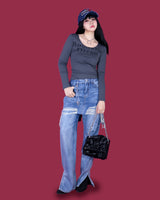 レイヤードスカートデニムパンツ / layered skirt denim pants