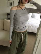 [SET] Signal Layered Tank Top One Shoulder T-Shirt