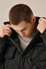 QUILTING SHIRT JACKET - BLACK
