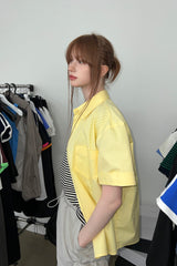 HALF COTTON OVERFIT SHIRTS (YELLOW)