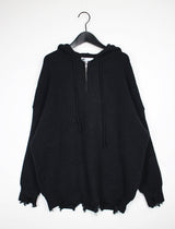 ダメージハーフジップアップフード/Damage Half Zip-Up Hood (3color)