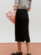 Crinkle slit skirt - Black (6682588610678)