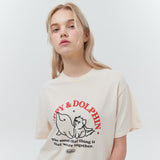 パピードルフィントゥゲザーTシャツ/Puppy dolphin together half sleeve tshirt