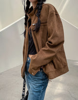 (UNISEX) スエードストラップレーサージャケット
