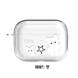 ブラックホワイトキャットAirPodsケース/Black White Cat AirPods Case_Jelly