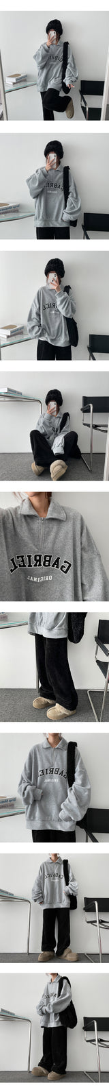 [Fleece] Give Fleece Half Zip-Up Collar Sweatshirt