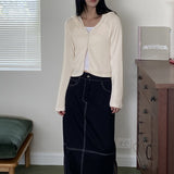 フロップ フード リブ 2ボタン カーディガン/flop hood ribbed two-button cardigan