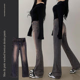 Nunu Pink Washing Bootcut Napping Denim Jeans [Spandex/Slim Pants/Vintage/Long Denim]