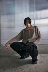 ROUND-COLLAR 7G KNIT CARDIGAN (Beige) / ラウンドカラーニットカーディガン
