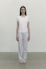 SHIRRING SLIM FIT T-SHIRT [WHITE]