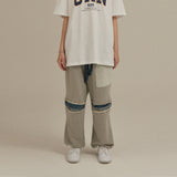 デストロイドデニムスウェットパンツ/Destroyed Denim Sweatpants_Grey
