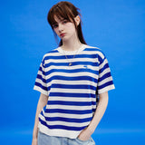 ドルフィンストライプハーフスリーブニット/Dolphin stripe half sleeve knit
