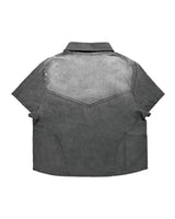 ウォッシュド デニム ハーフシャツ / Washed Denim Half Shirt (Gray)