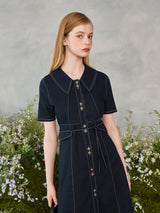 ツーボタンカラースティッチドレス / Two Button Collar Stitch Dress