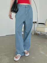 ストライプバンディングデニムパンツ/striped banding denim pants