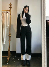 セミワイドフィットデニムパンツ/SEMI WIDE FIT BLACK+WHITE DENIM PANTS [17723]