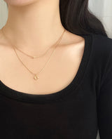 レイヤードシンプルムーンネックレス / Layered simple moon necklace / 2 color