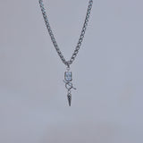 Toggle Bar Cubic Triangular Ball Choker Necklace