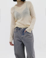 アルファシースルーVネックニット / Alpha see-through V-neck knit (4color)
