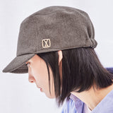 VA Square Stud Wool Bellboy Cap / Brown